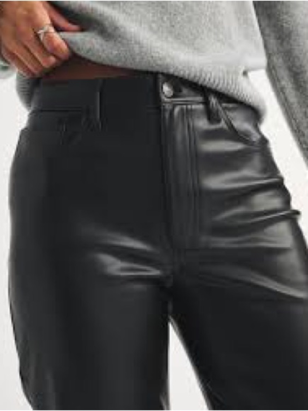 Abercrombie & Fitch Black Faux Leather relaxed fit curve Pants